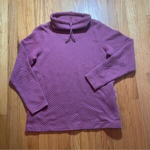 L.L. Bean Pullover Sweatshirt Cowl Cocoon Funnel Neck Maroon Red Womens Medium